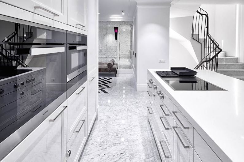 Black and white kitchen interior design - photo
