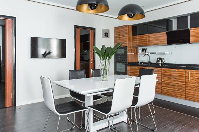 Black and white kitchen interior design - photo