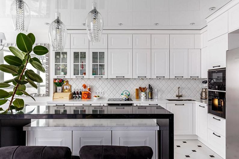 Black and white kitchen interior design - photo