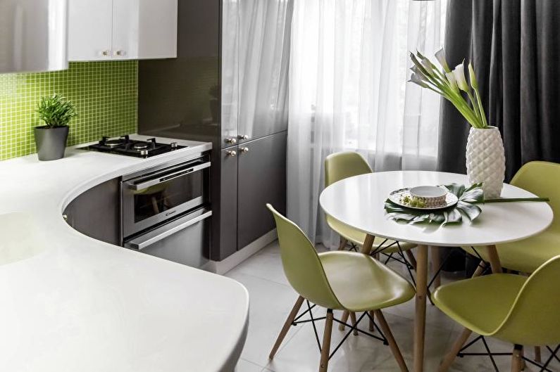 Black and white kitchen interior design - photo