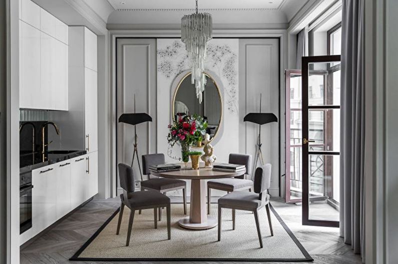 Black and white kitchen interior design - photo
