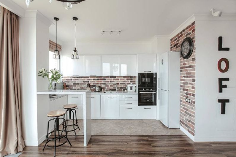 Black and white kitchen interior design - photo