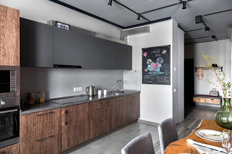 Black and white kitchen interior design - photo