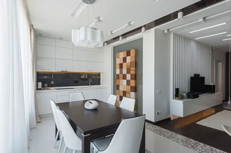 Black and white kitchen interior design - photo