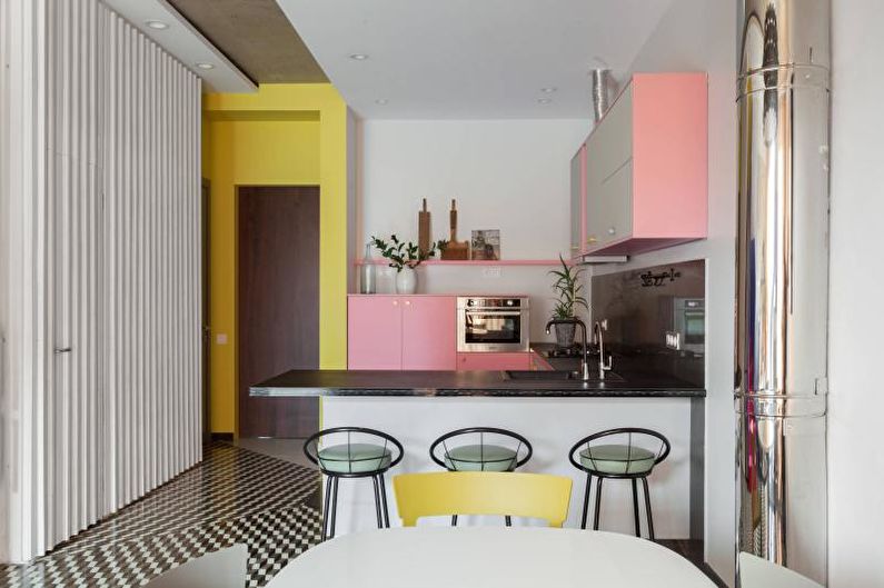 Black and white kitchen interior design - photo