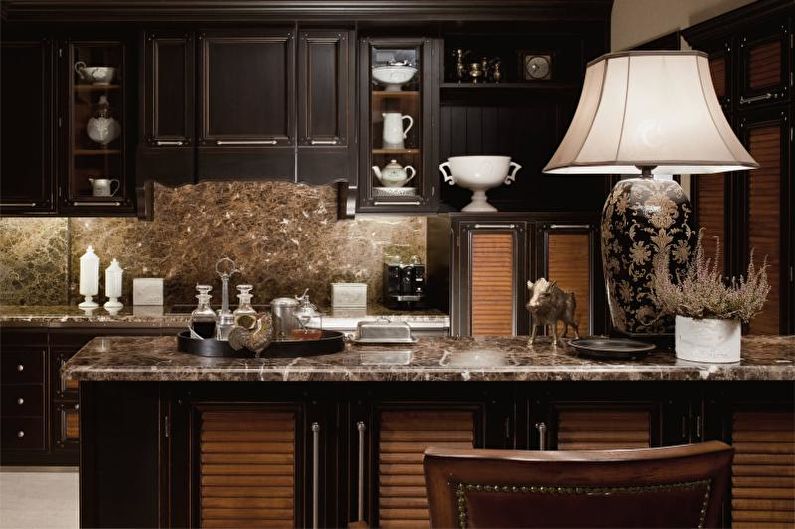 Black and white kitchen interior design - photo