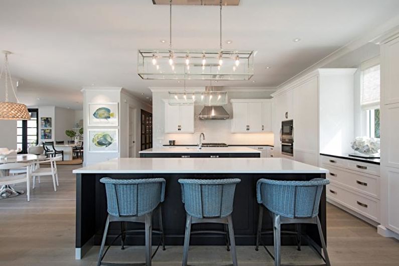Black and white kitchen interior design - photo