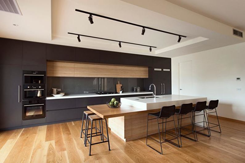 Black and white kitchen interior design - photo
