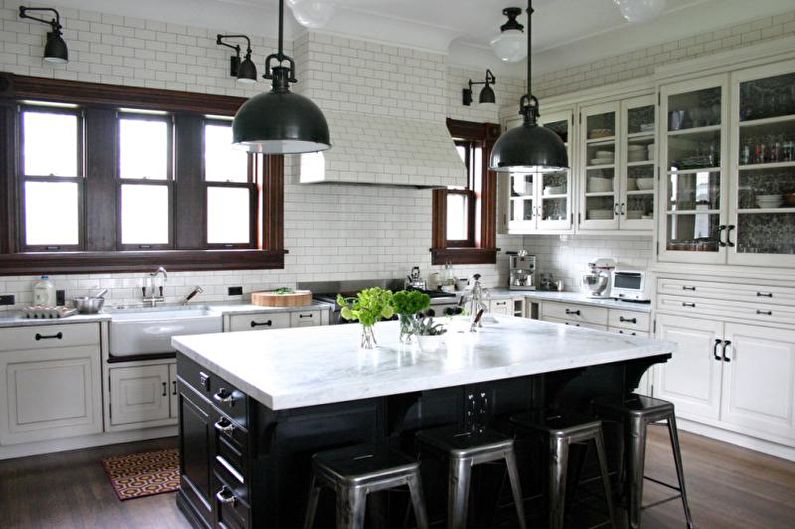 Black and white kitchen interior design - photo