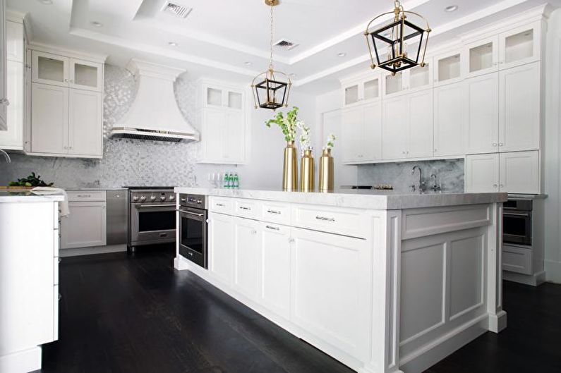 Black and white kitchen interior design - photo