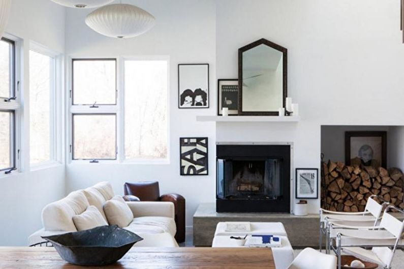 Open haard in de woonkamer - Scandinavische stijl