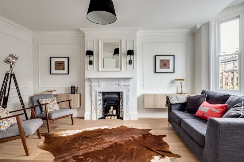 Open haard in de woonkamer - Scandinavische stijl