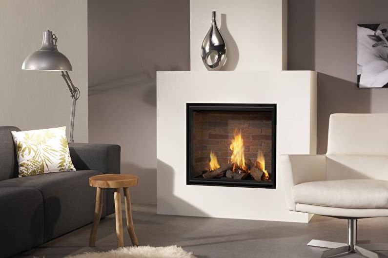 Open haard in de woonkamer - Hi-tech