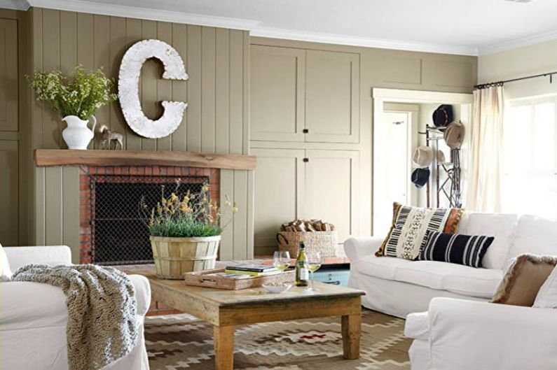 Open haard in de woonkamer - Provence