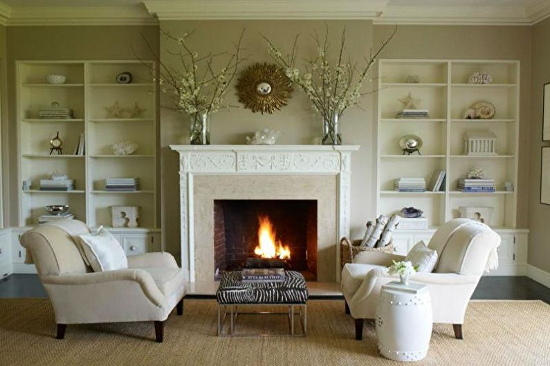 Open haard in de woonkamer - Provence