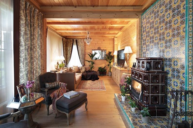 Open haard in de woonkamer interieur - foto