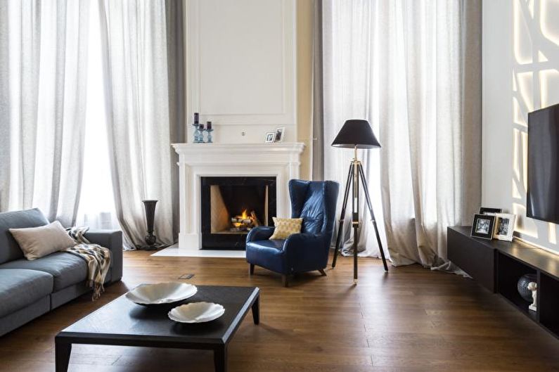 Open haard in de woonkamer interieur - foto