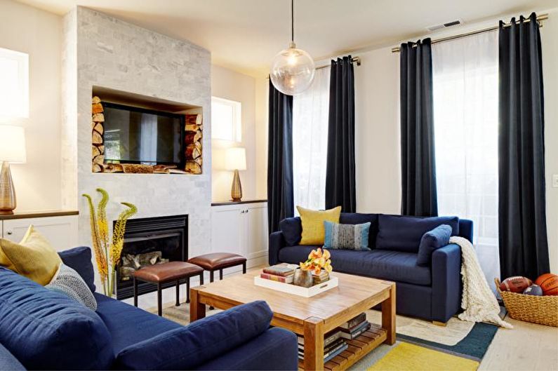 Open haard in de woonkamer interieur - foto