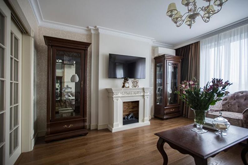Open haard in de woonkamer interieur - foto