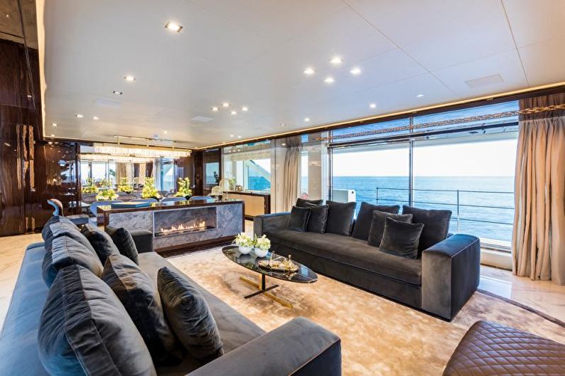 Open haard in de woonkamer interieur - foto