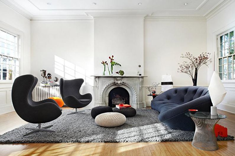 Open haard in de woonkamer interieur - foto