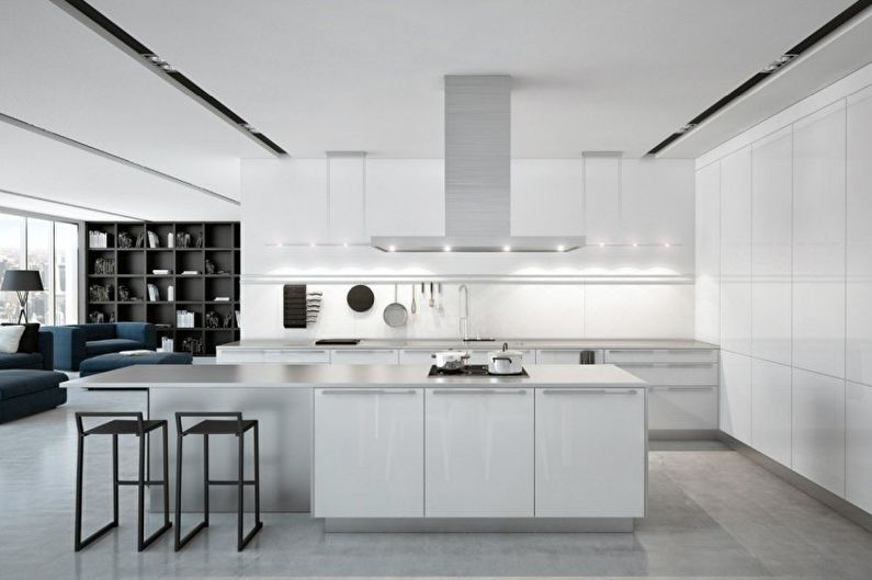 Cuisine blanche high-tech - Design d'intérieur