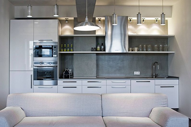 Cuisine argentée de haute technologie - Design d'intérieur