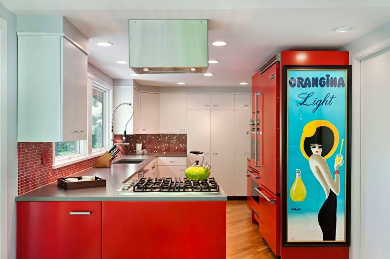Red kitchen in a modern style - Interior Design