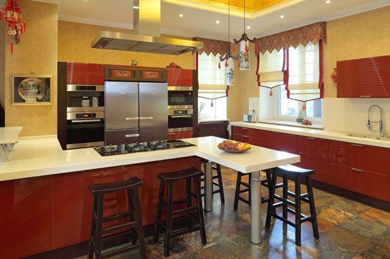 Red cuisine in oriental style - Interior Design