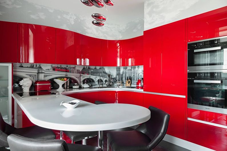 Kitchen Design in Red Colors - Furniture