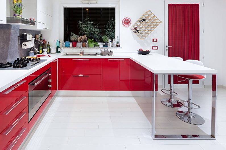 Kitchen Design in Red Colors - Furniture