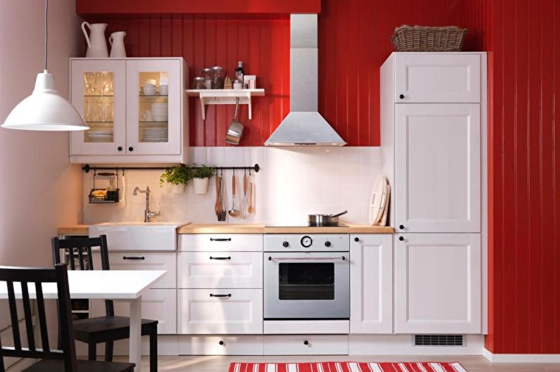Kitchen interior design in red - photo