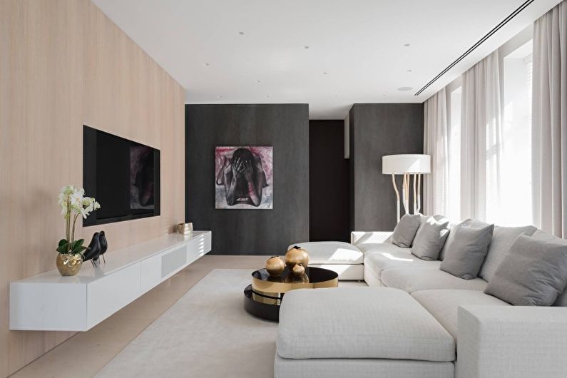 Living Room - Design of an apartment in the style of minimalism