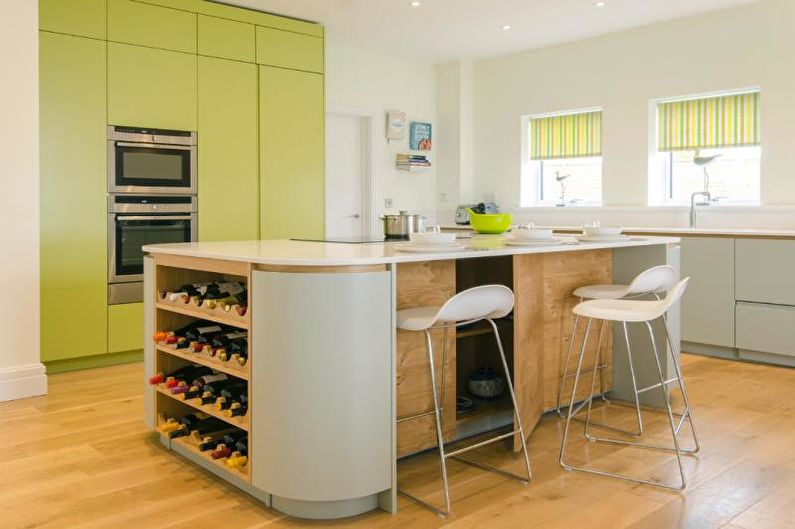 Kitchen interior design in yellow - photo