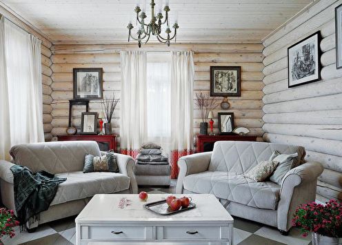 Design of a living room in a country house (95 photos)