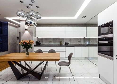 Kitchen design in high-tech style (80+ photos)