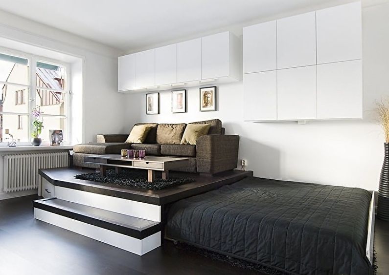 Interior design of a bedroom in Khrushchev - Podium