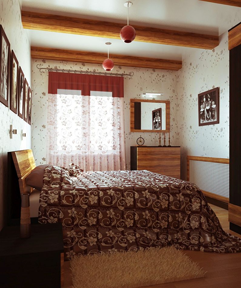 Design of a bedroom in Khrushchev - Country Style