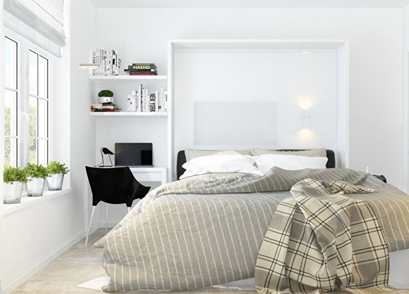 White bedroom in Khrushchev - interior design