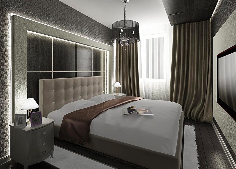 Black bedroom in Khrushchev - interior design