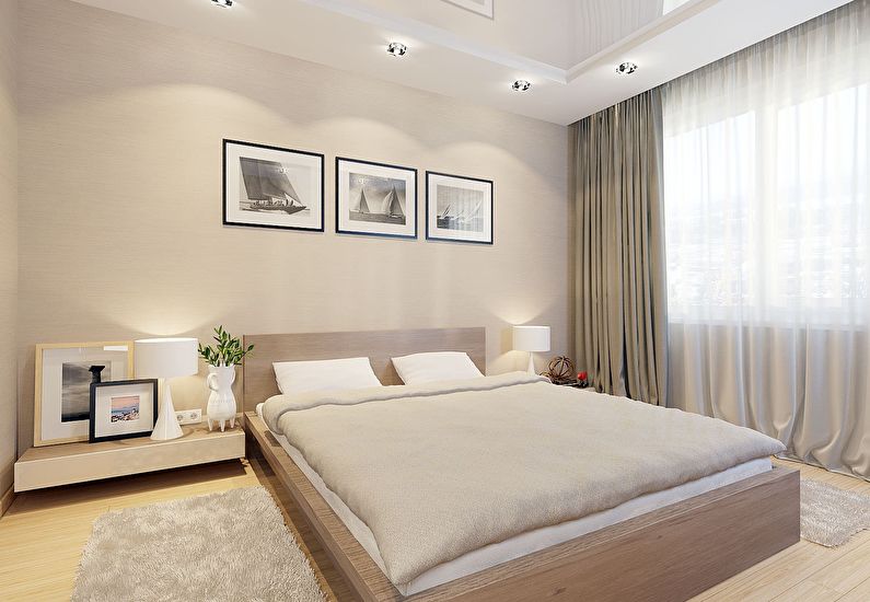 Beige bedroom in Khrushchev - interior design