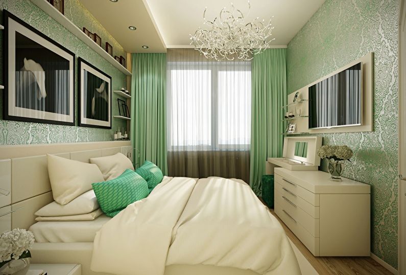 Green bedroom in Khrushchev - interior design