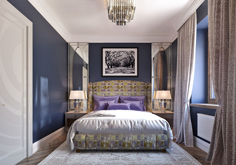 Blue bedroom in Khrushchev - interior design