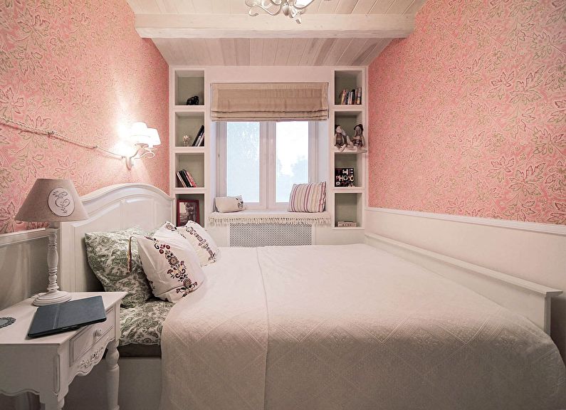 Pink bedroom in Khrushchev - interior design