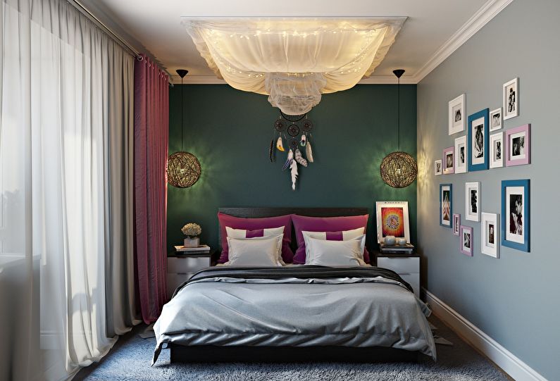 Interior design of a bedroom in Khrushchev - Lighting