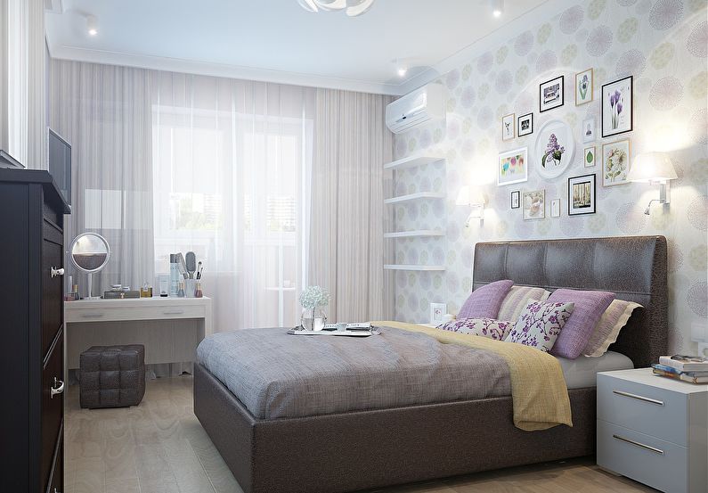 Interior design of a bedroom in Khrushchev - photo