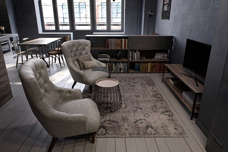 Brutal loft in a studio apartment of 40 sq.m. - Interior Design