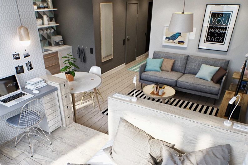 Cozy nest - design of a one-room apartment of 40 sq.m.