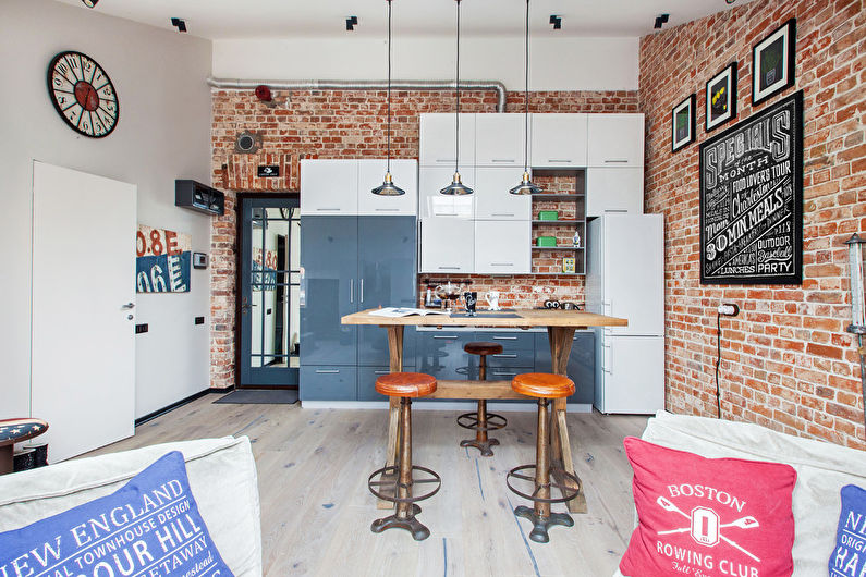 One-room apartment design 40 sq.m. in the attic