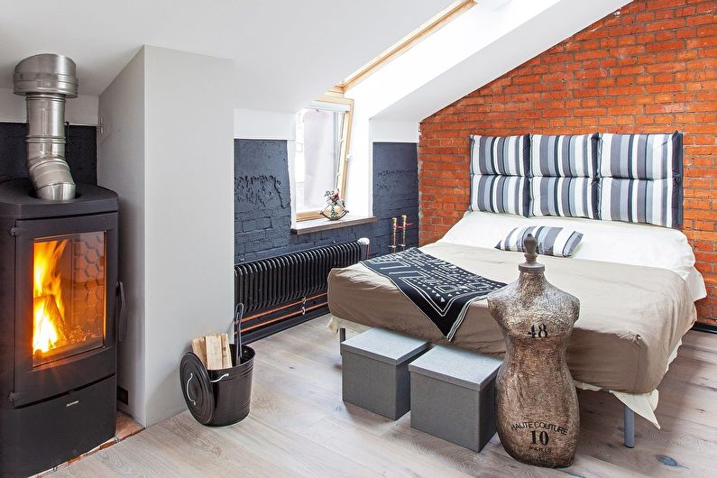 One-room apartment design 40 sq.m. in the attic